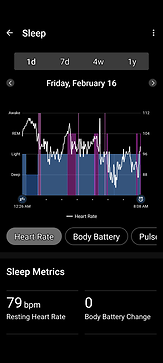 Recorded heart rate from a few nights ago