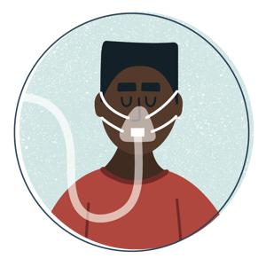 a black man wearing a CPAP mask